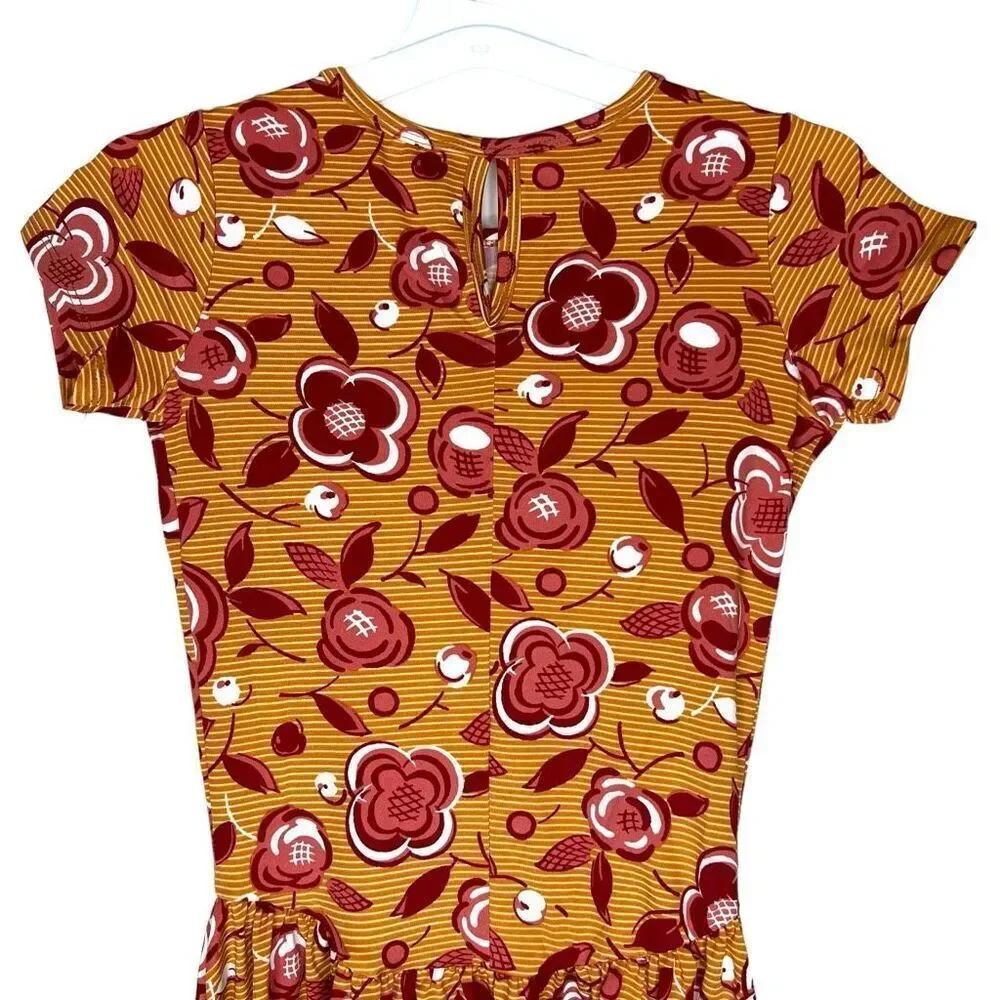 NEW Dot Dot Smile Brown Floral Flapper Dress 8/10
